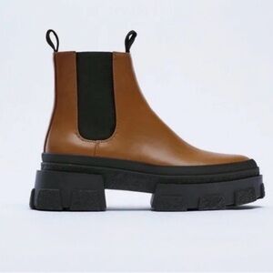 Zara Brown Chunky Chelsea Boots